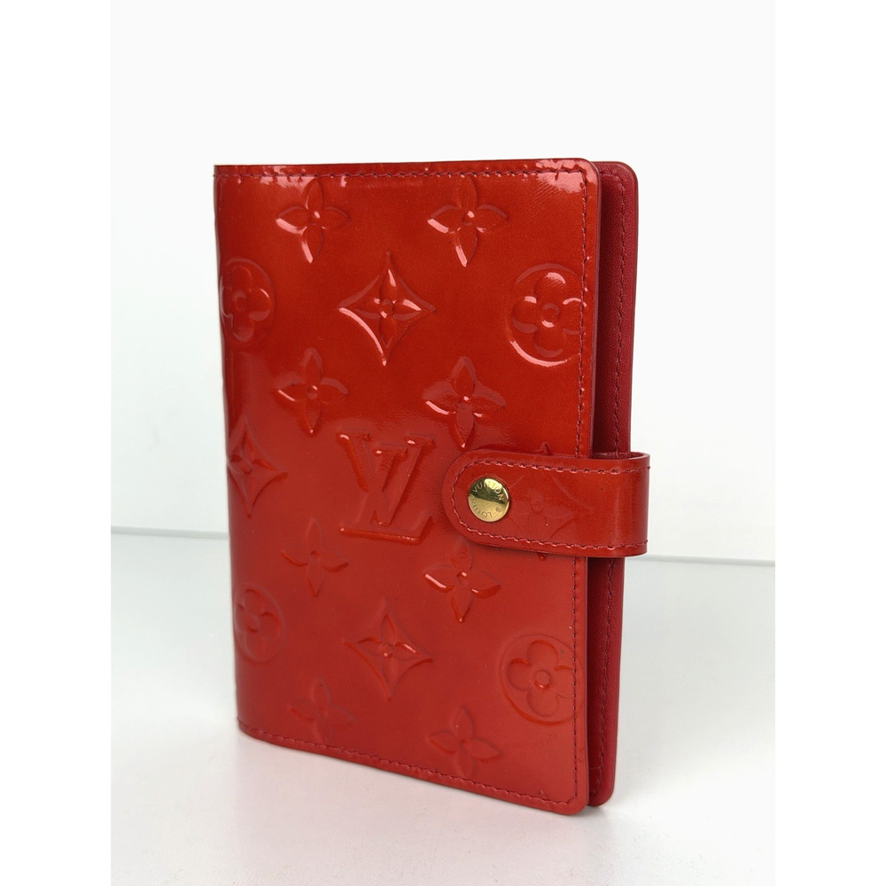 Louis Vuitton Ring Agenda Cover PM in Red Monogram Vernis Leather 2003